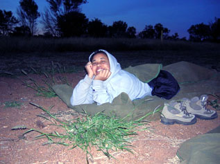 In the outback, Revoal slept in a swag under the stars.